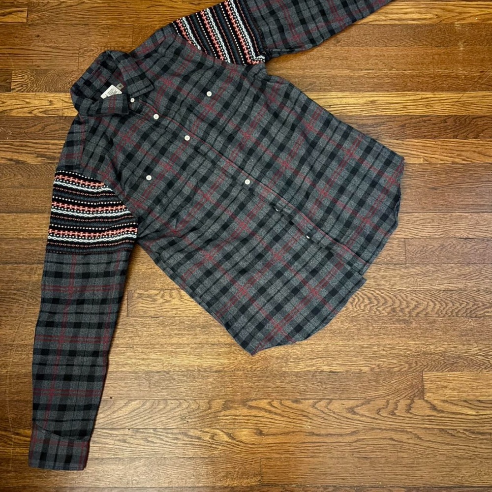 Howe Gray and Red Plaid Casual Button Down Shirt
